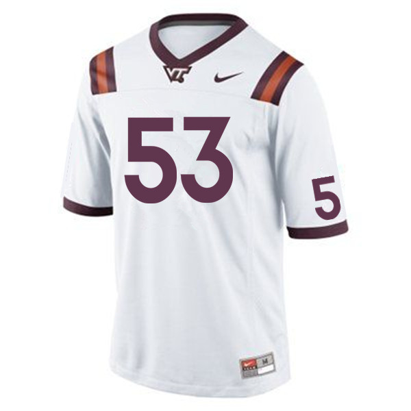 Men #53 Nikolai Bujnowski Virginia Tech Hokies College Football Jerseys Sale-White